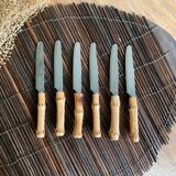 6 small vintage bamboo knives