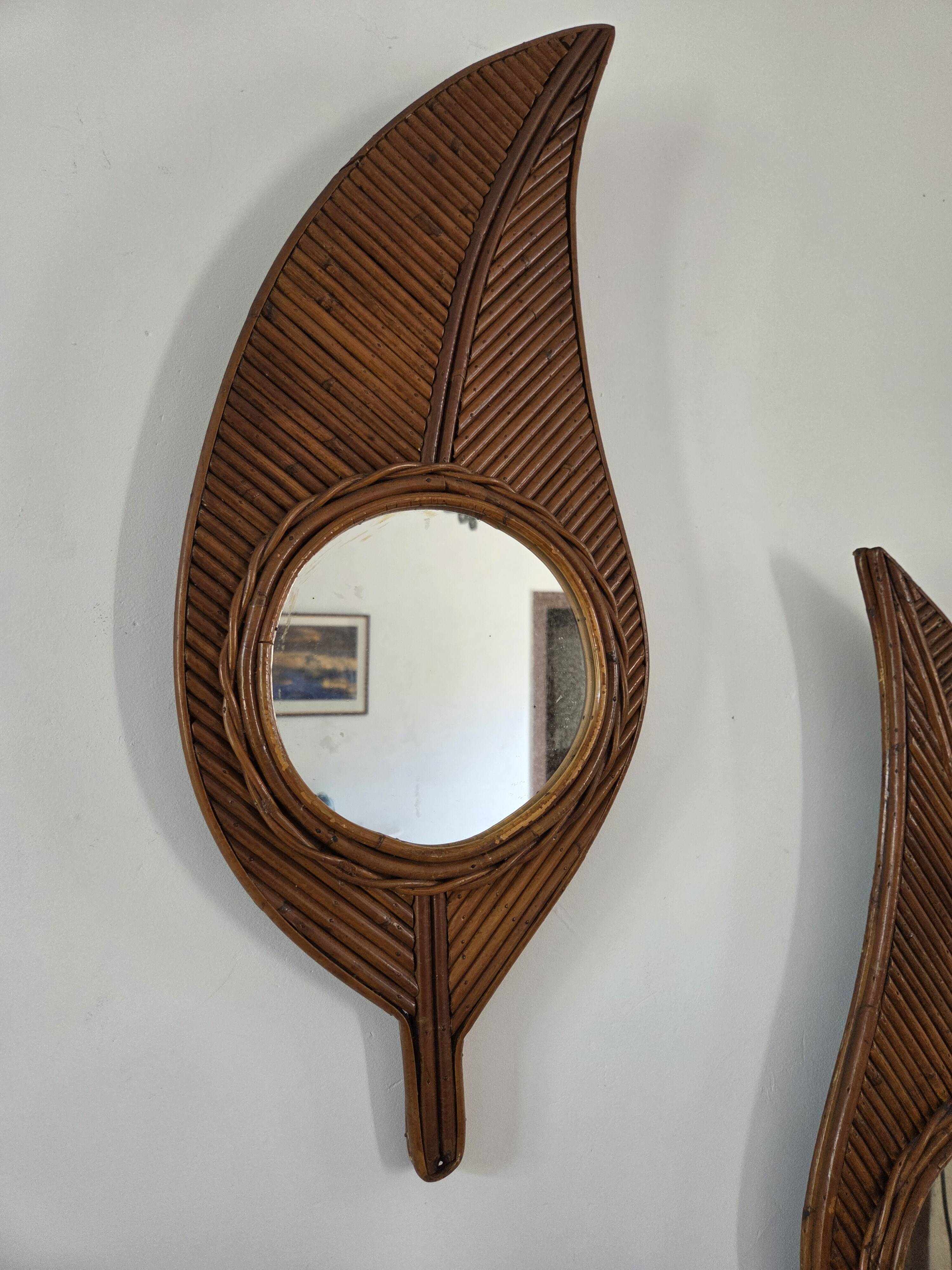 Pair of bamboo mirrors Vivai Del Sud