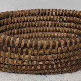 Antique Bread Basket - Vintage Braided Straw Bun Basket