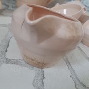 Coffee and tea service in faience of Saint Amand, pink, art deco