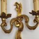 Stylish Vintage French Bronze Double Wall Sconces with Acanthus Leaf Detail