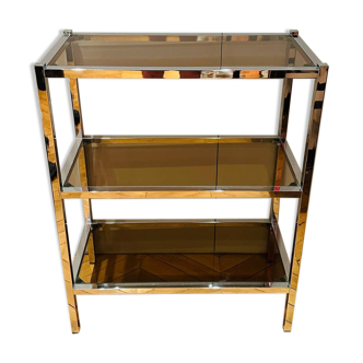 Étagère chrome et verre fumé