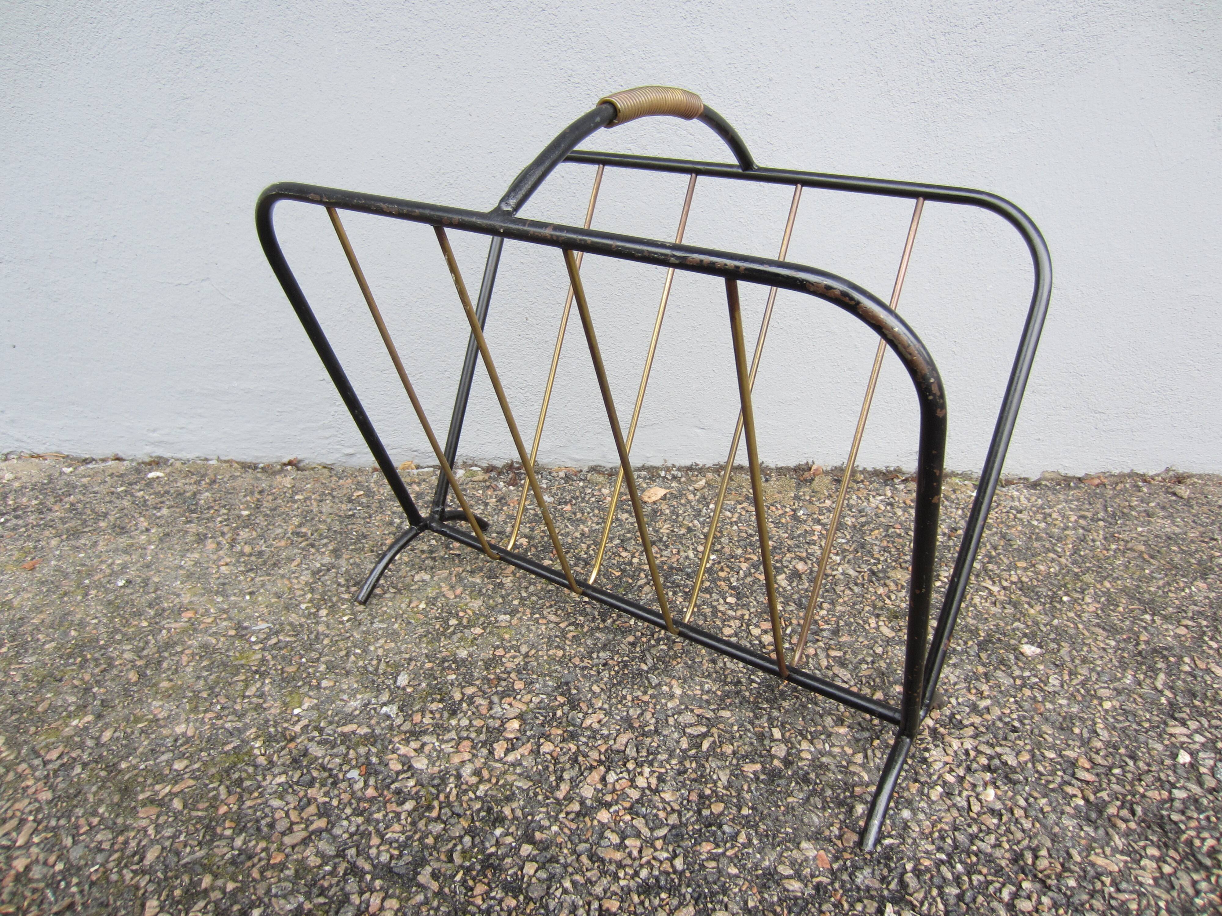 Steel and brass magazine rack