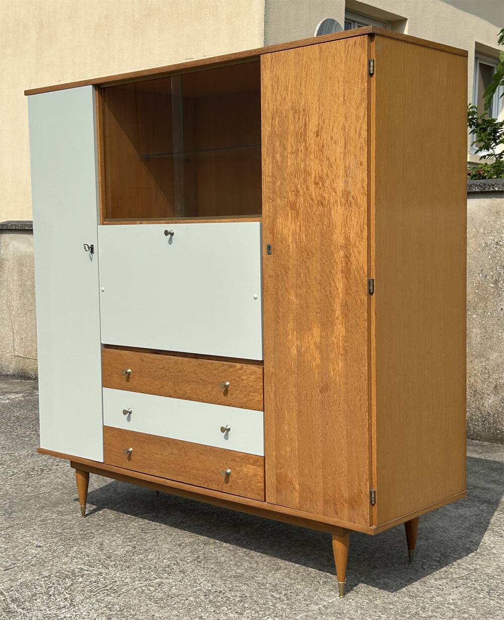 Secretary, bookcase, cupboard, wardrobe, 60s, vintage