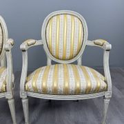 Pair of Medallion Armchairs in Louis XVI Style with Footrests, 20th Century