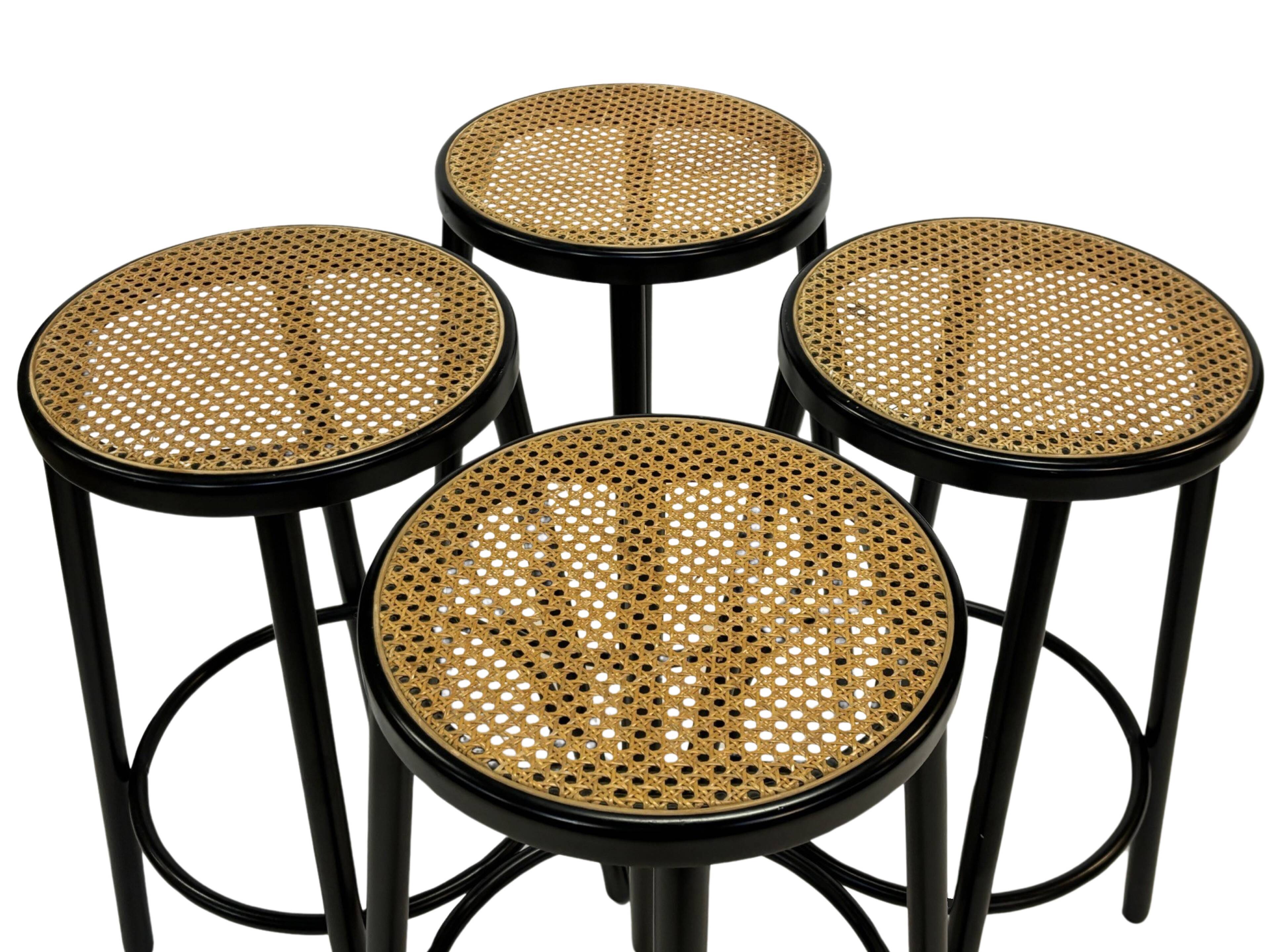 Set of four vintage bar stools - webbing Italian design