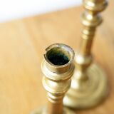 Set of 2 finely chiseled brass candle holders