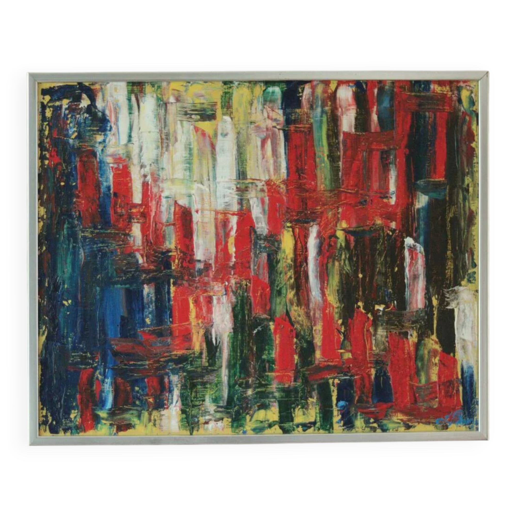 Original vintage abstract oil on canvas