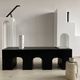 Bench in solid monoxyl wood, carved base in 3 arches - Black color