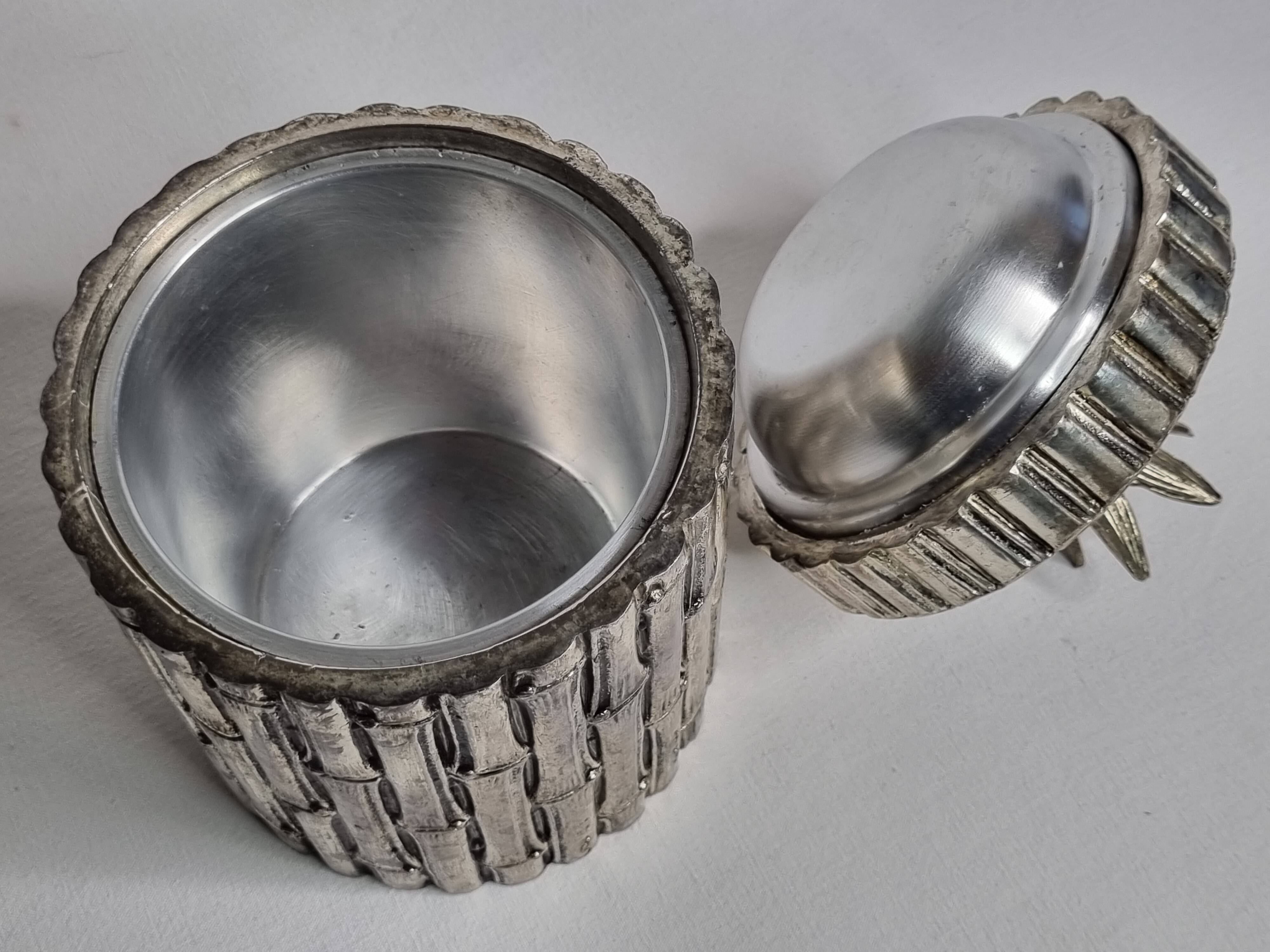Mauro Manetti silver-plated metal ice bucket with bamboo decoration, Italy, 1970s