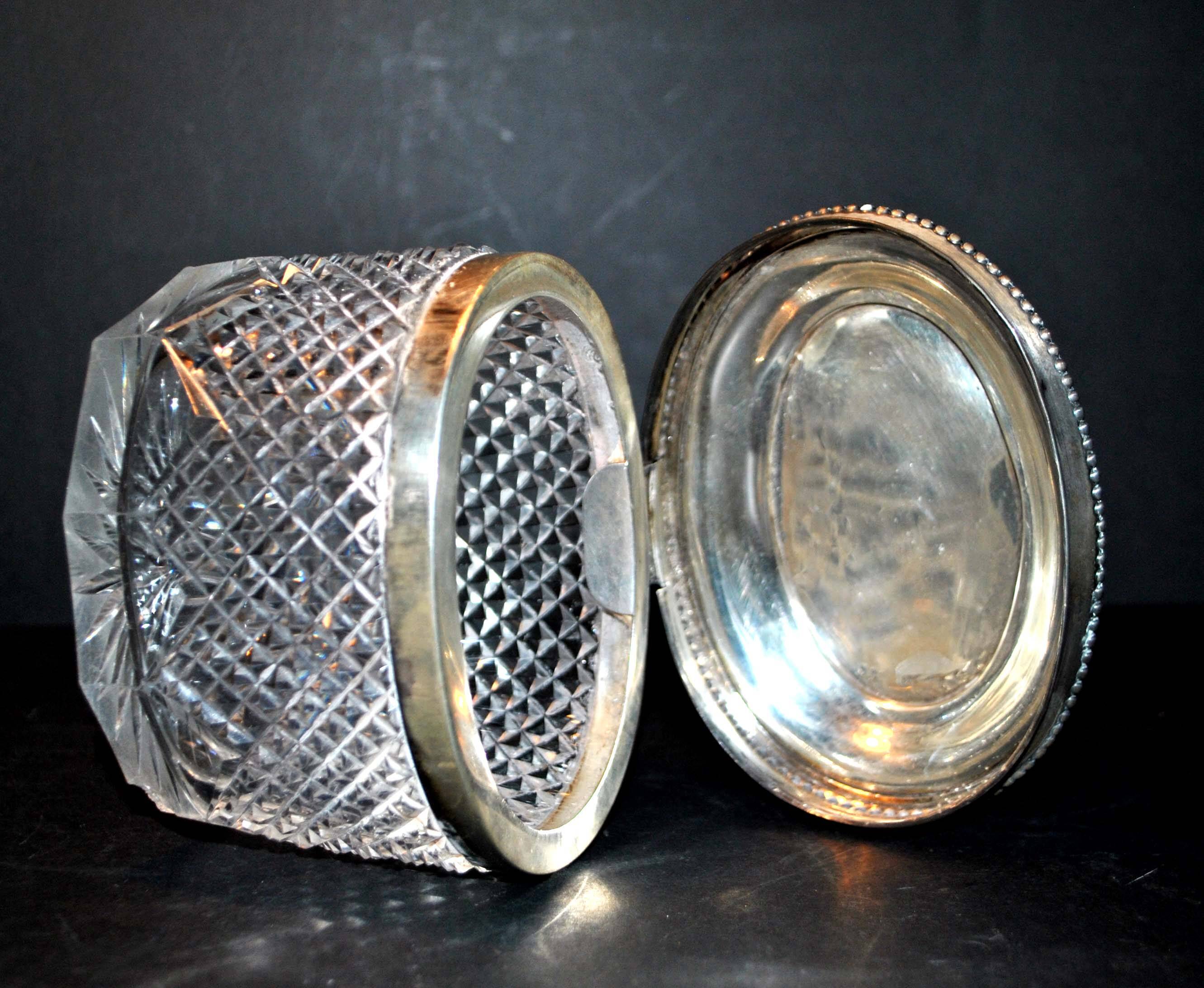 Old box in silver and cut crystal germany hallmark 833