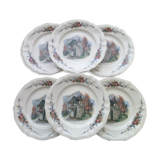 Set of 6 plates Digoin Sarreguemines Model Obernai Diameter 23 cm