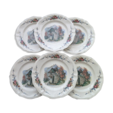Set of 6 plates Digoin Sarreguemines Model Obernai Diameter 23 cm