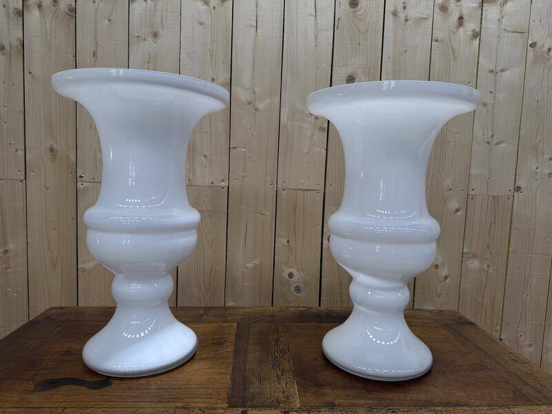 Paire de vases Médicis en verre de Murano