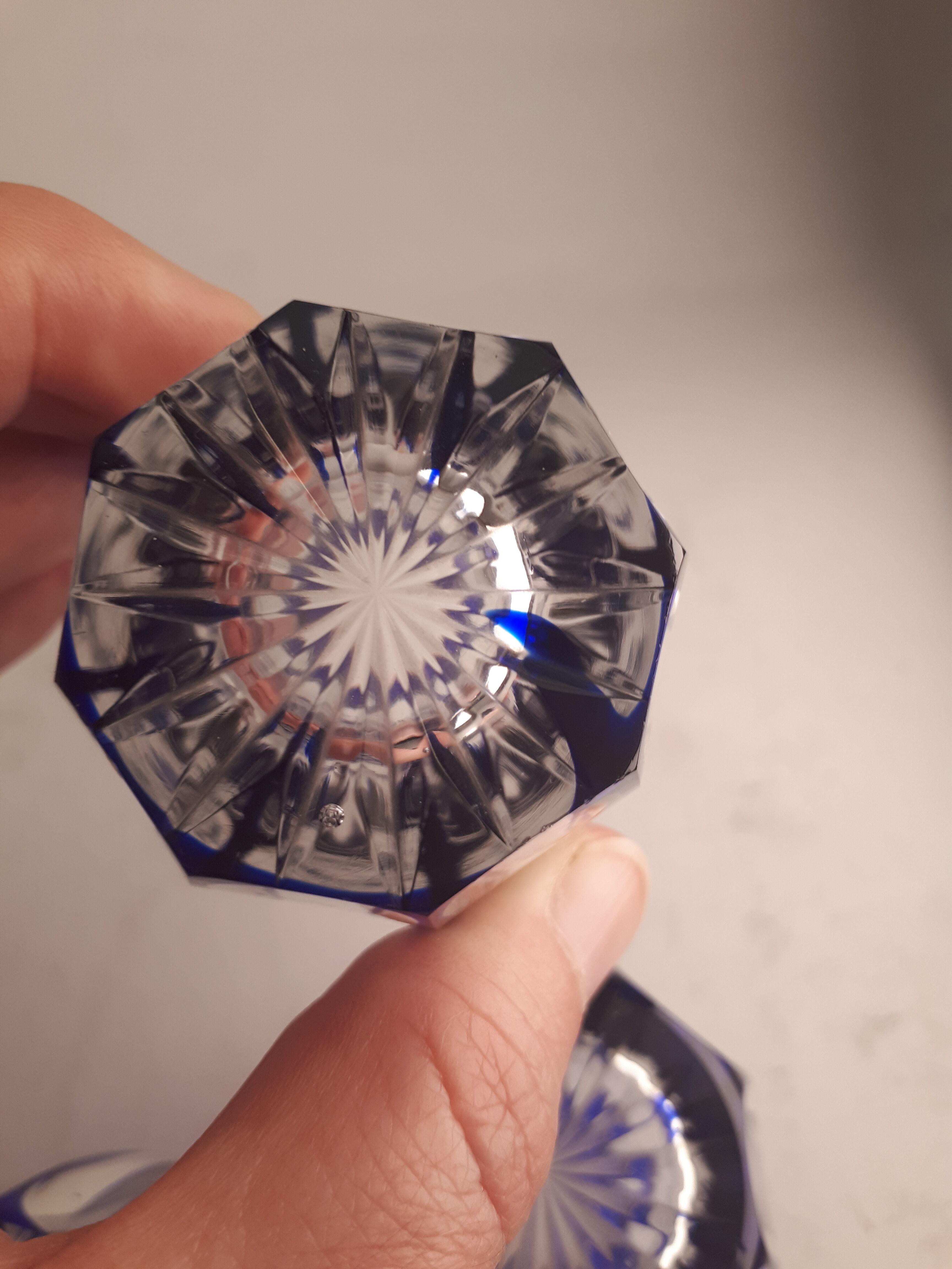 Set 5 glasses crystal liqueur style Saint Louis Baccarat blue