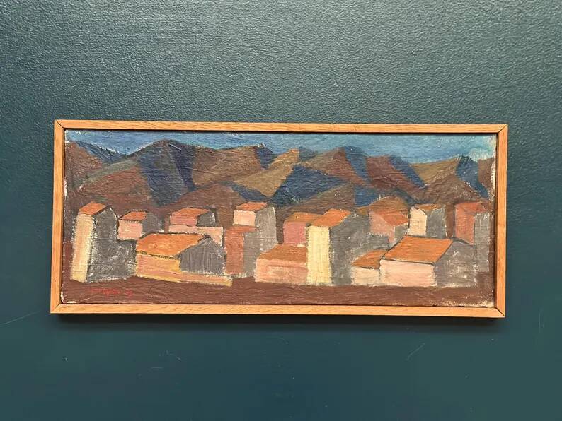 Swedish Oil on Canvas "Urban Landscape" by Johan Lundgren, Framed