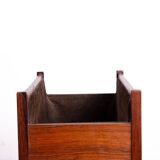Danish magazine rack in rosewood and leather, 1960.