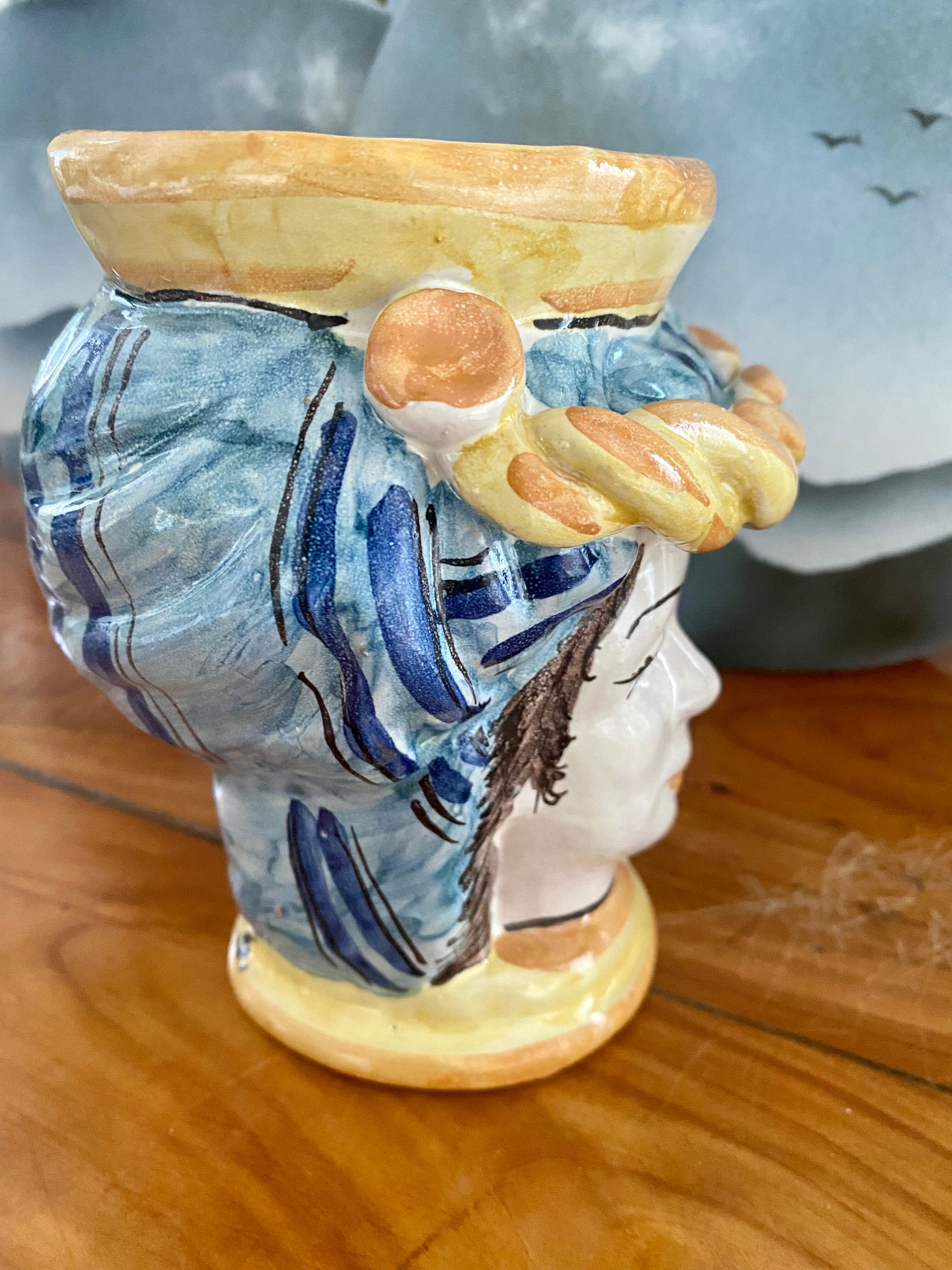 Ceramic Moorish head vase Caltagirone Sicily