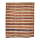Beige & Orange Striped Wool Kilim Rug, 120x146 Cm