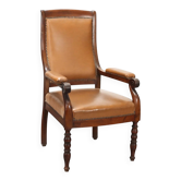 Fauteuil ancien Louis-Philippe en noyer, Italie, XIXe siècle