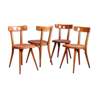 4 chaises bistrot Baumann N°730 1958-1960