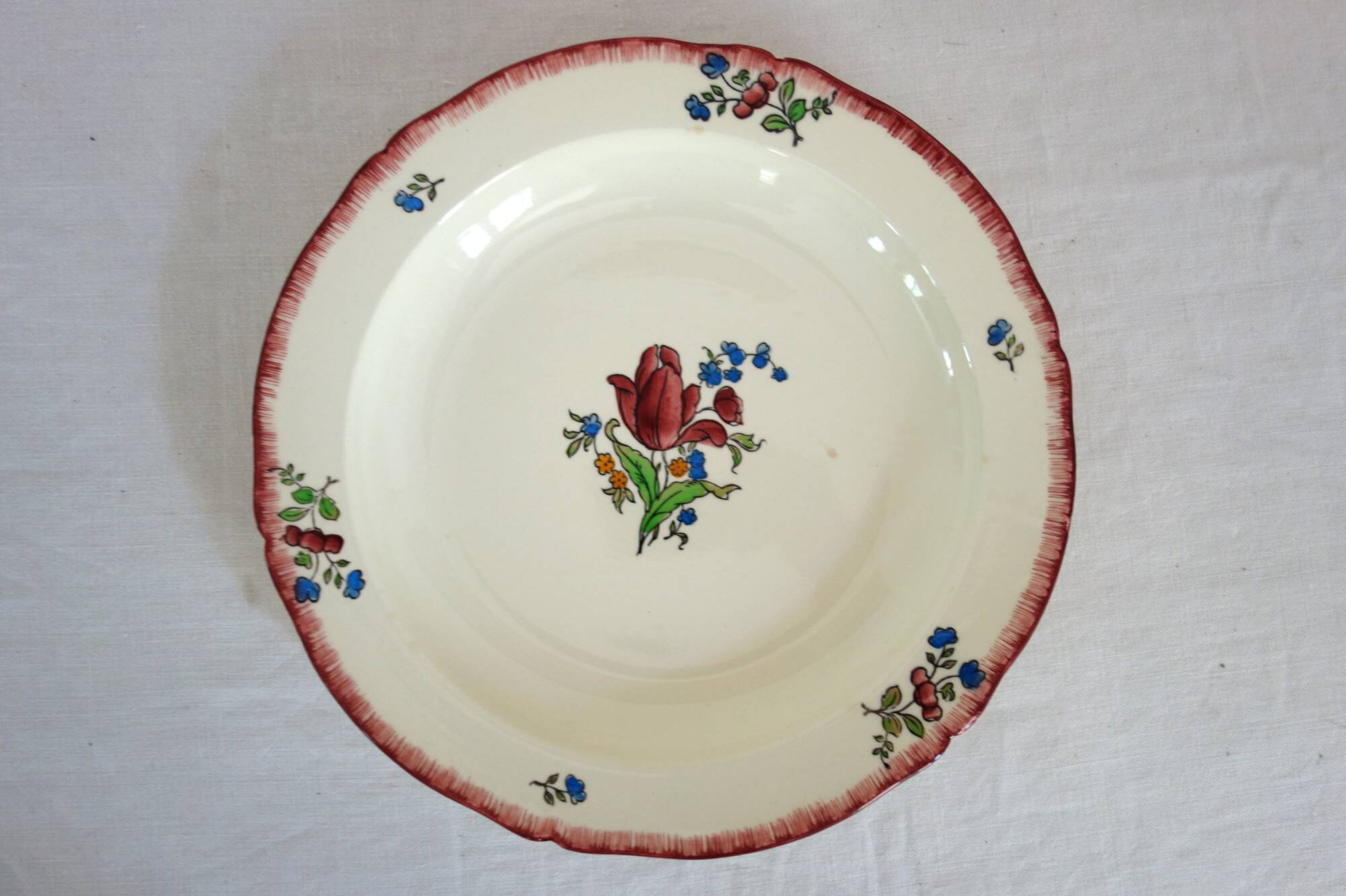 Gien Faïence modèle Lorraine grande soupière et plat