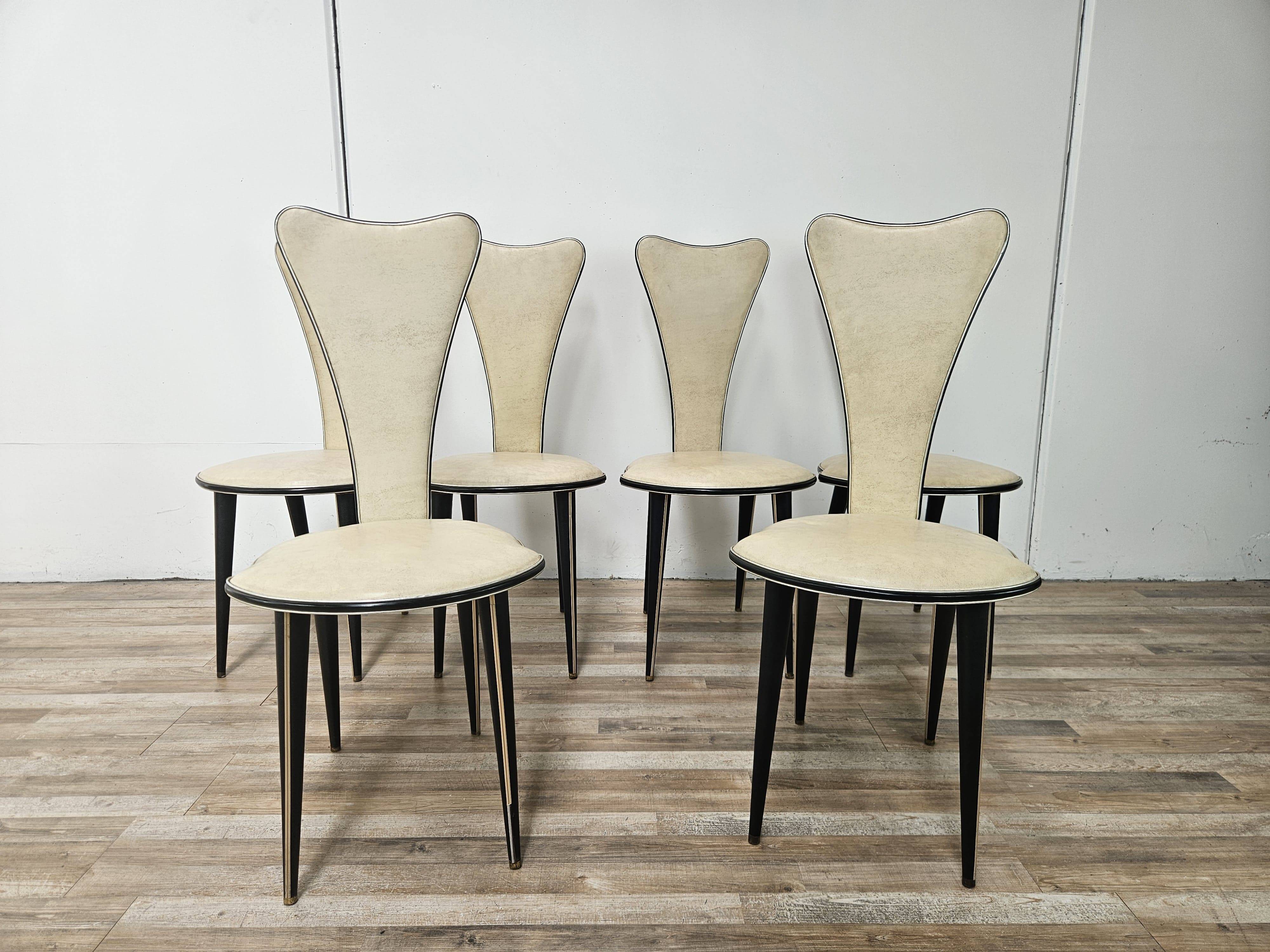 Set of Six Mid-Century Modern Dining Chairs by Umberto Mascagni