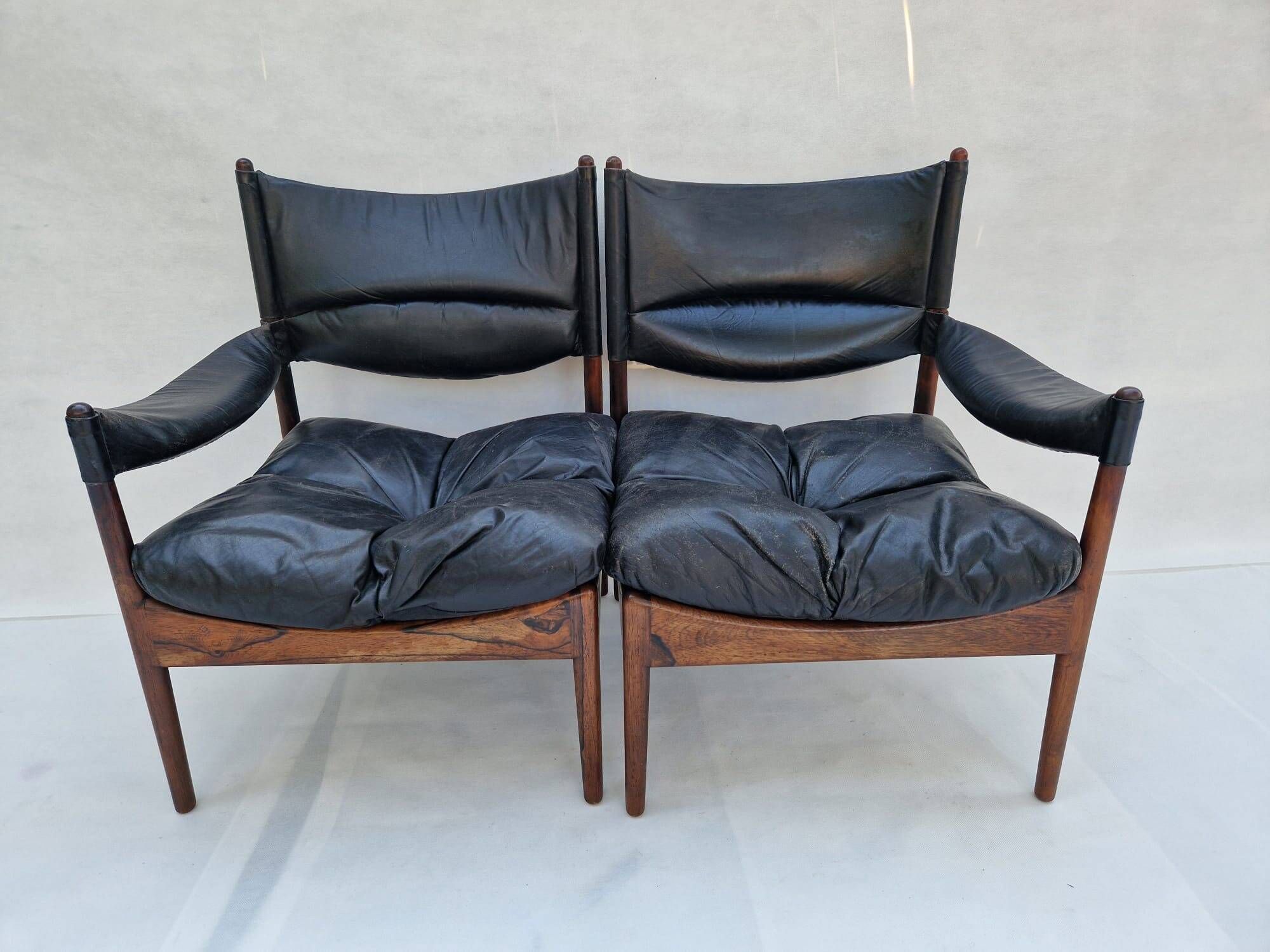 Vintage two-seater modular sofa in rosewood, Modus model, Kristian Solmer VEDEL - 1970s.