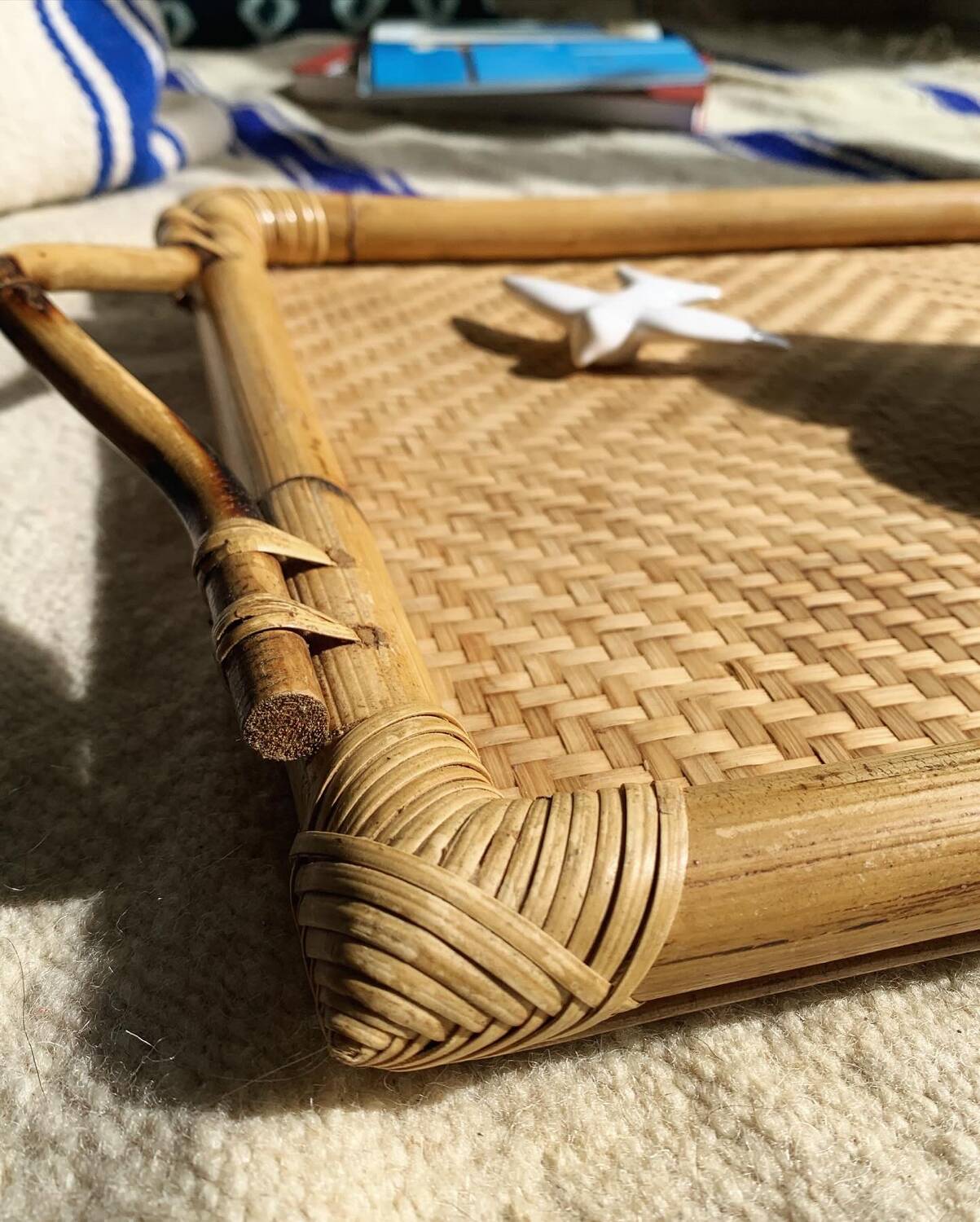 Vintage bamboo and rattan tray