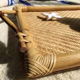 Vintage bamboo and rattan tray