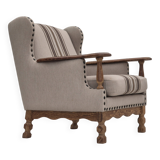 1970s, Danish armchair, furniture wool fabric, oak wood, original condition