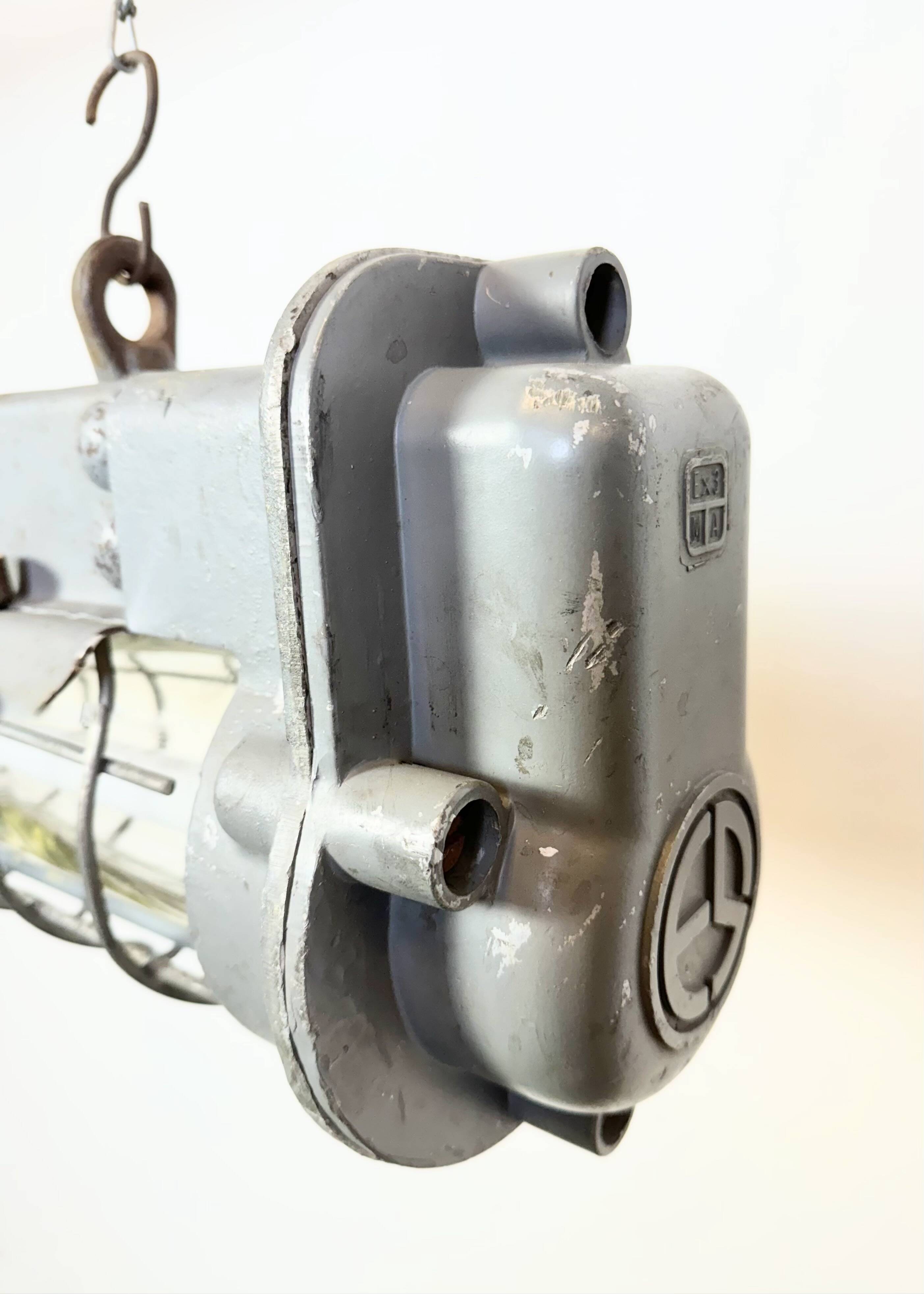 Grey Industrial Hanging Tube Light from Elektrosvit, 1970s