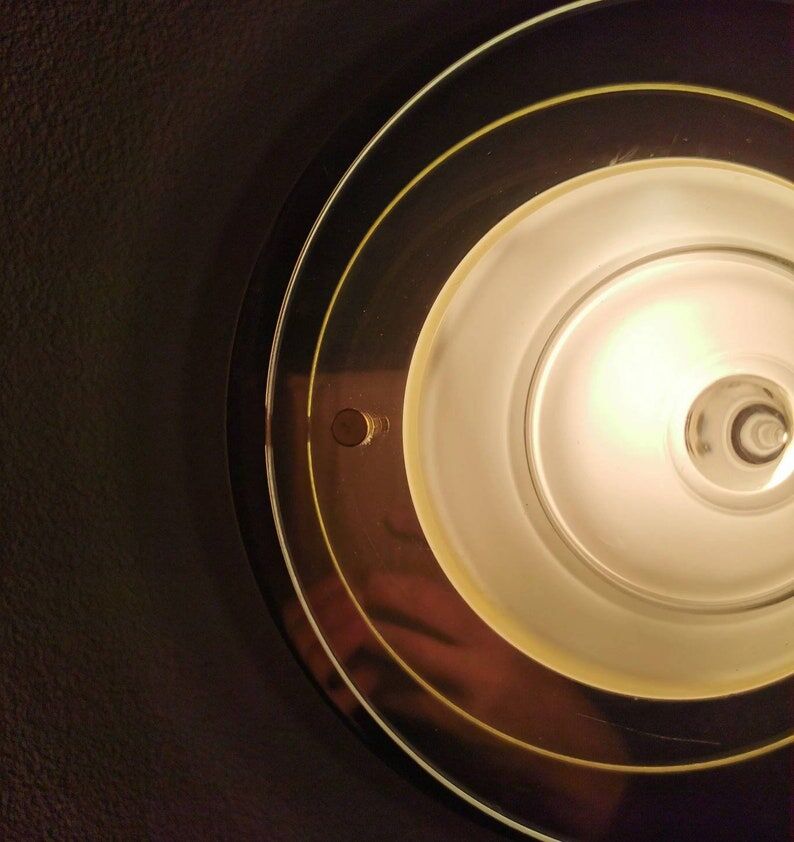 Applique vintage ronde en verre, années 80