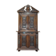 Cabinet Louis XIII revival en noyer et marbre sculpté