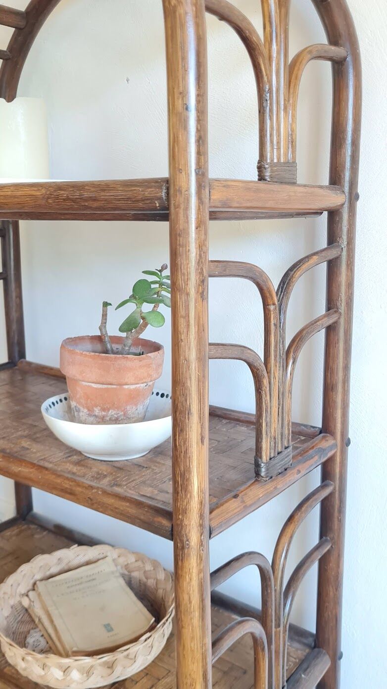 Vintage rattan library from the 70s