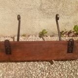 Metal and solid wood hooks, vintage