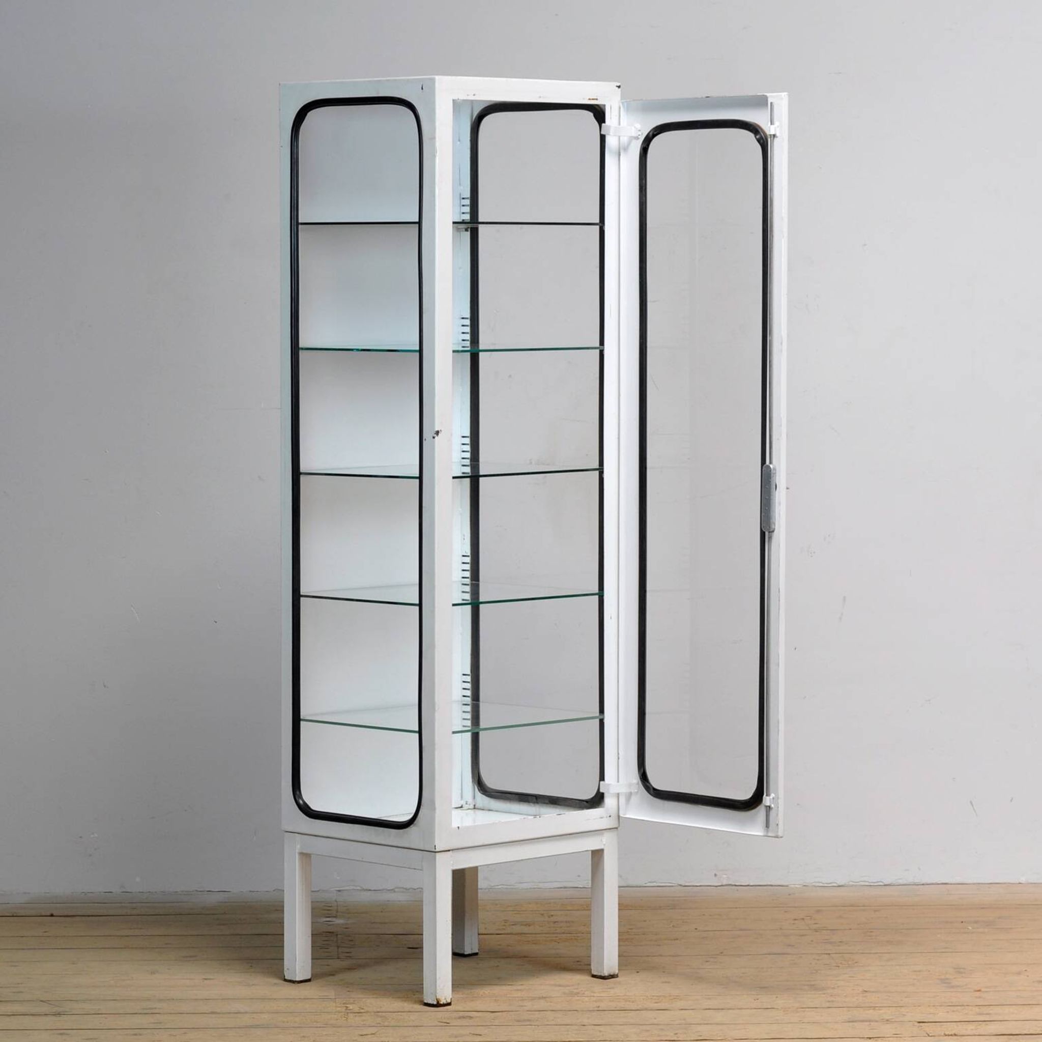Vintage Iron And Glass Medical Cabinet, 1970s