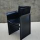 Tito Agnoli Italian black leather design chair