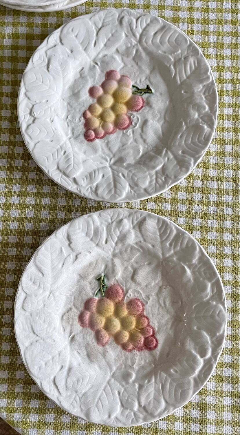9 dessert plates and 1 barbotine dish from Sarreguemines