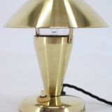 1930s Bauhaus Brass Finish "Mushroom" Table Lamp, Czechoslovakia