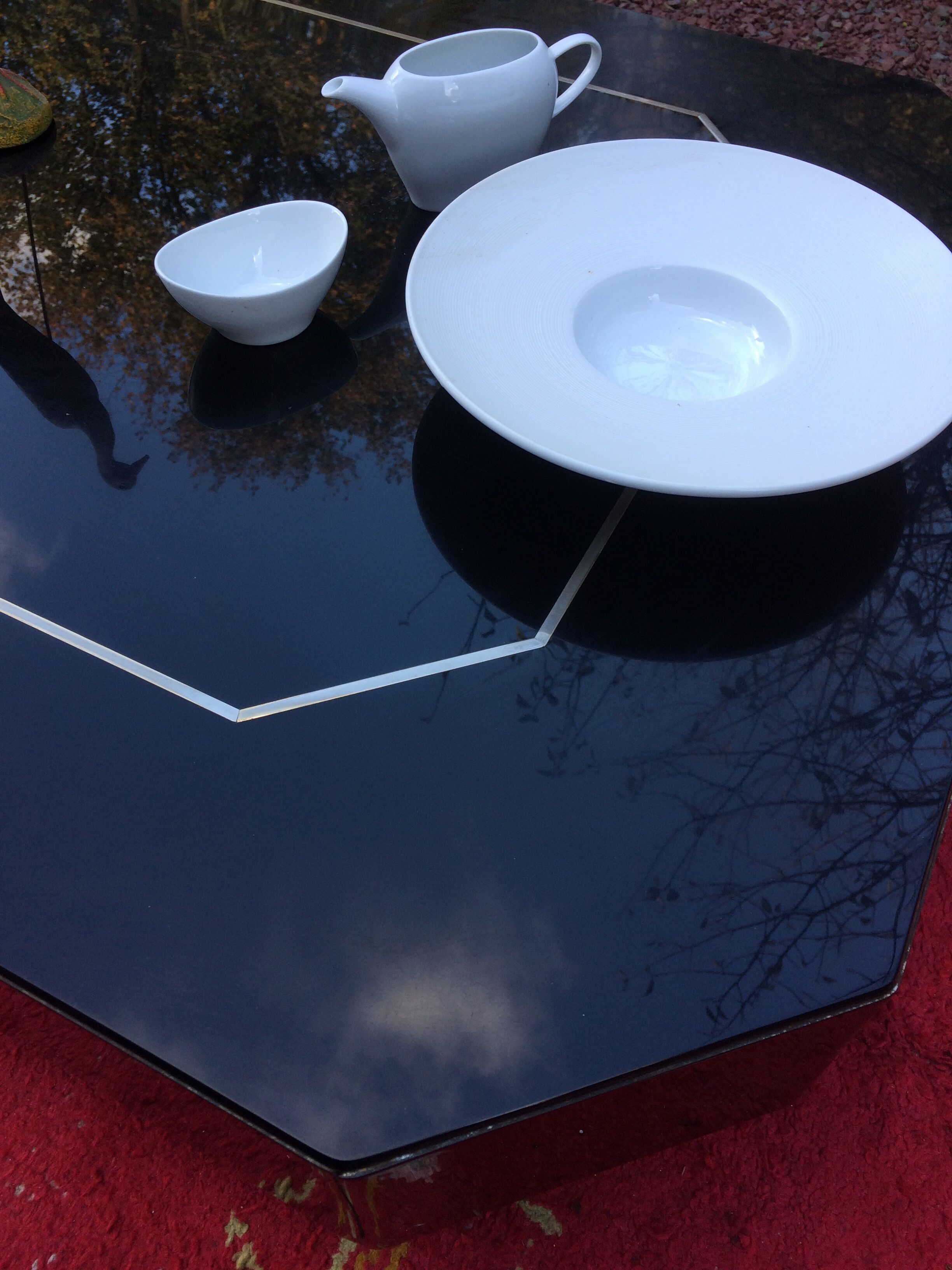 Black laqué wood coffee table - Japanese-style - Roche Bobois