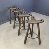 Mid century brutalist bar stools - set of 4, 1960s