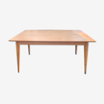 Table bois clair scandinave plateau biseauté