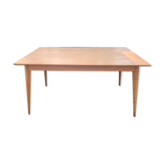 Scandinavian light wood table beveled top