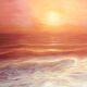 Peinture à l'huile "Coucher de soleil en mer"