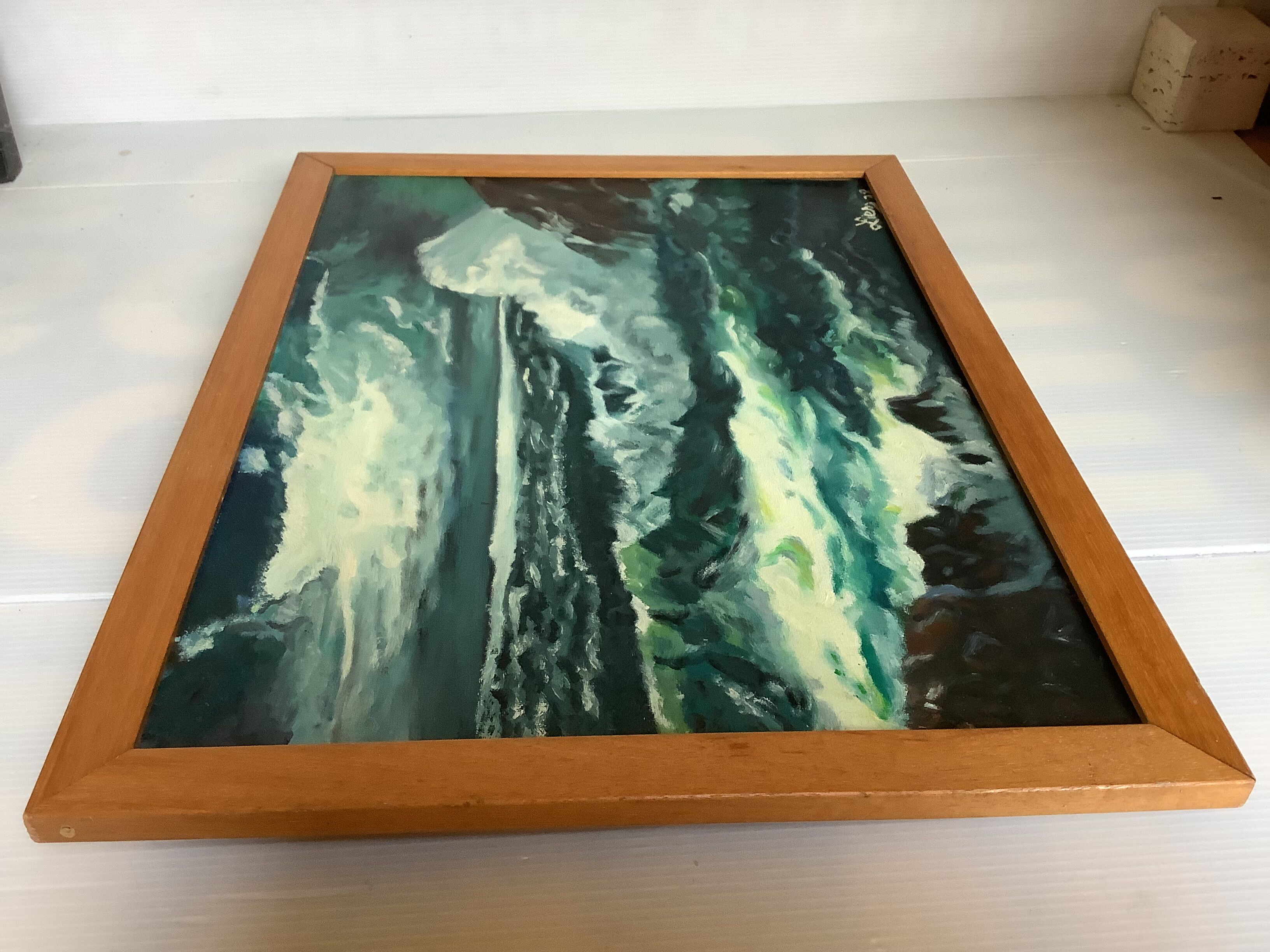 Marine painting of a rough sea, oil on canvas, signed.