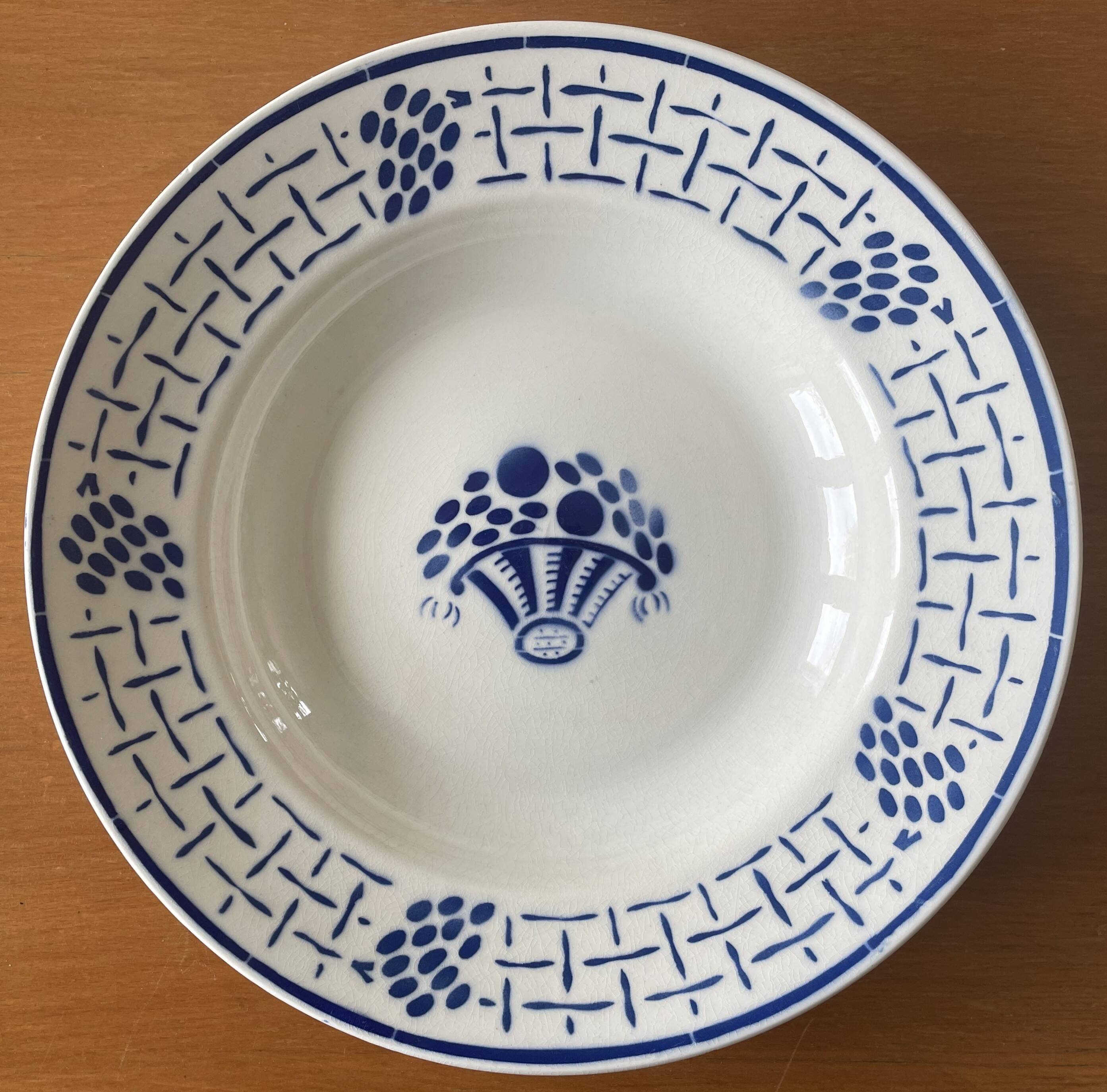 5 antique deep plates in badonviller earthenware