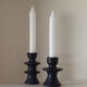 Set of two candlesticks in black tadelakt