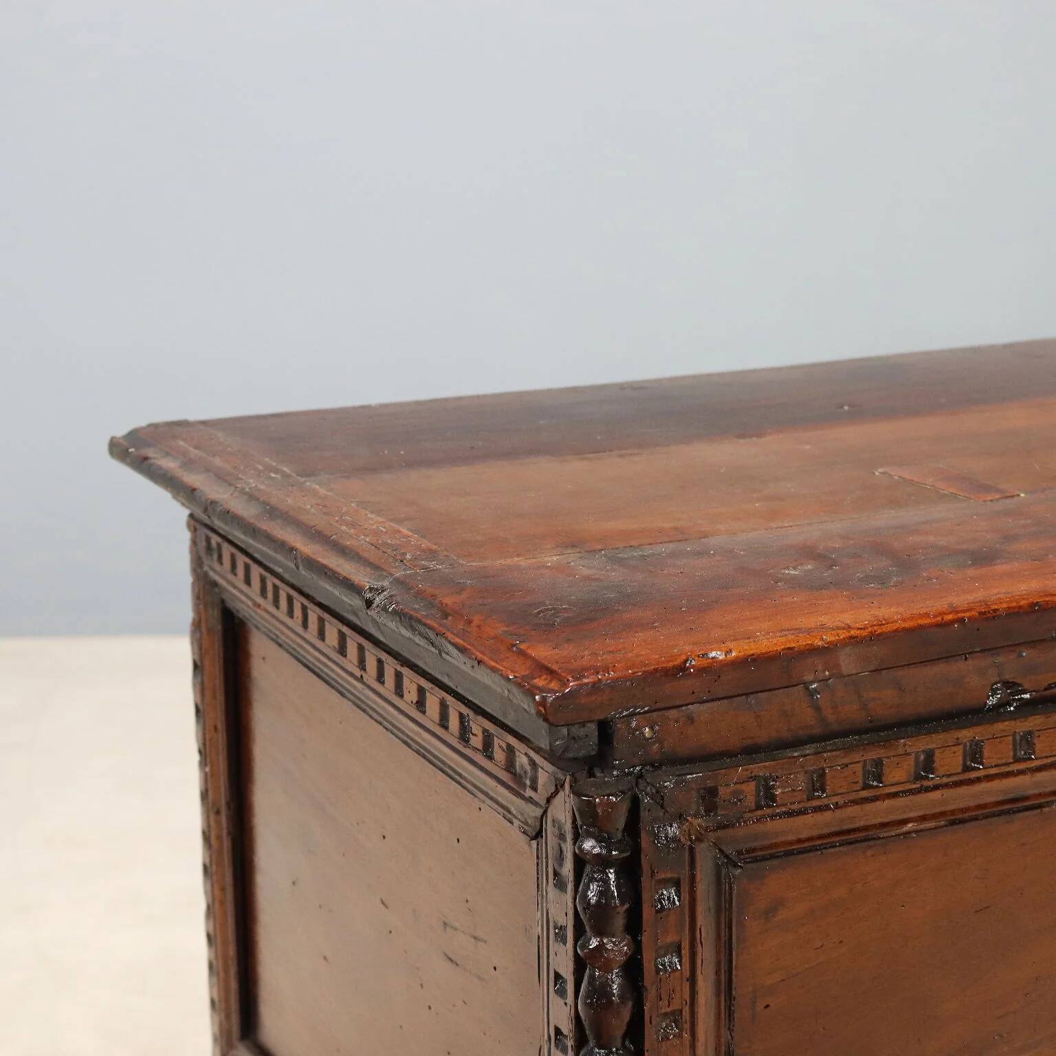 18th-century walnut chest with mouldings