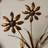 3-light flower wall light in gold metal